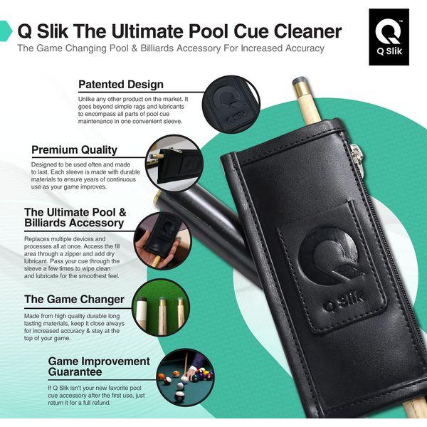 Q Slik Ultimate Pool Cue Cleaner and Cue Burnisher - Game Changer Billiards Accessories for Increased Accuracy - Clean, Burnish, Lubricate and Improve Your Game in One Simple Process 1