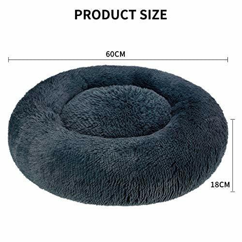KROSER Donut Dog Cat Bed 60cm Self-Warming & Washable Puppy Bed Deluxe Round Soft Plush Pet Bed for Small Dogs and Cats 1