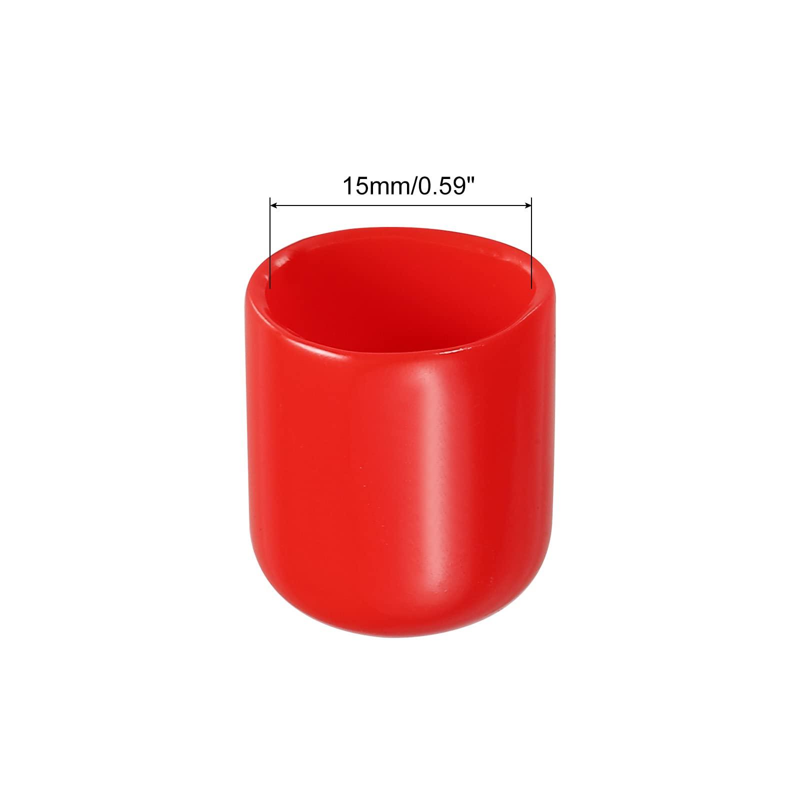 sourcing map 100pcs Rubber End Caps Cover Assortment 15mm PVC Vinyl Screw Thread Protector for Screw Bolt Black Red 1