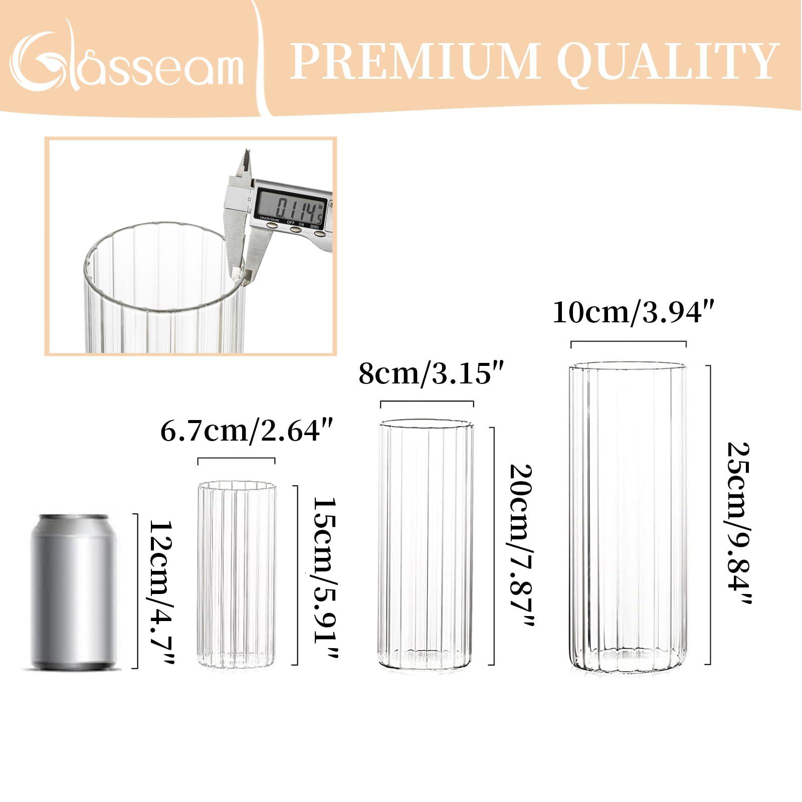 Glasseam Hurricane Candle Holder Glass Cylinder Clear Pillar Candle Holder Set of 12 Floating Candle Holders for Pillar Candles Flower Vases for Table Decoration Dinner Wedding Centrepiece 3