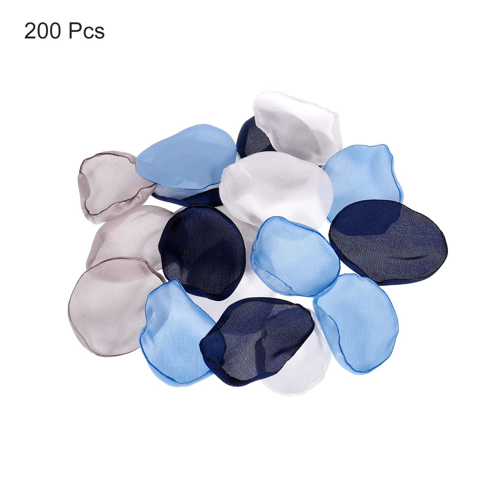 sourcing map Silk Artificial Flower Petals, Dark Blue, White, Grey, Blue Wedding Faux Flowers 2 Inch x 2 Inch for Wedding Centerpieces, Party Decoration Pack of 200 2