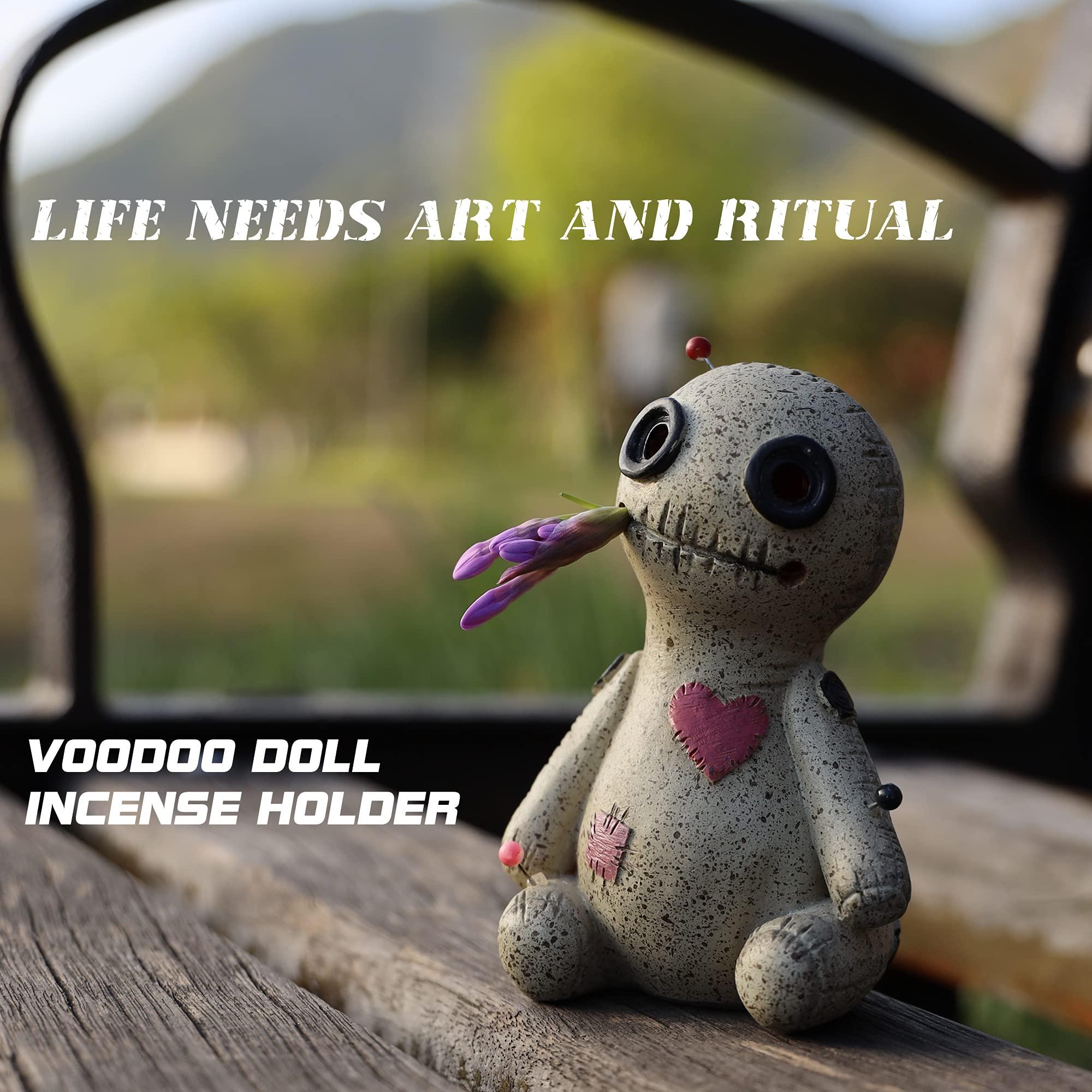 Voodoo Doll Cone Burner, Smoke Coming Out of The Eyes and Corners of The Mouth, Voodoo Doll Incense Burner Desktop Resin Ornament for Yoga Room, Ornament Handmade Craft for Home Decoration(Right) 3