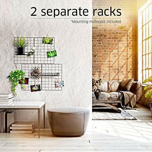 Gadgy Set of 2 Foldable Wall Grid Decoration | Metal Organizer Memo Board with Accessories | Wire Mesh Panels for Pictures Storage | Aesthetic room decor in Nordic Style | 31,5 x 23,5 Inch. 4