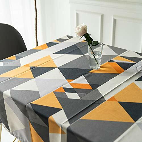 Table Cloth Geometric Shapes Triangle Modern Pattern Rectangular Square Folding Table Cover Waterproof Polyester Cotton Curtain for Kitchen Home Decor (55 * 98in/140 * 250cm)