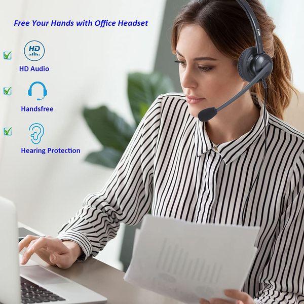 MKJ Telephone Headset for Home Phones with 2.5mm Jack, Corded Call Center Headset with Noise Cancelling Microphone for Panasonic KG-TGEA20 KX-TGA470 Cisco SPA 525G Uniden Vtech DS6151 DS6671-3 CS611 2