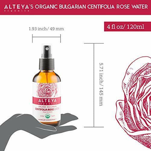 Alteya Organic Centifolia Rose Water Spray 120ml Glass bottle- 100% USDA Certified Organic Authentic Pure Rosa Centifolia Flower Water Steam-Distilled and Sold Directly by the Grower Alteya Organics 2