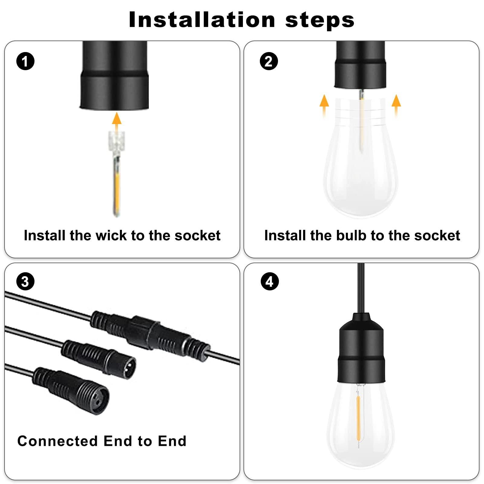 DHWDS Festoon Outdoor Garden String Lights - 18M/59FT S14 15+2 LED Outdoor Lights Mains Powered IP44 Waterproof Shatterproof Bulbs Garden Light for Outside Gazebo, Pergola, Patio, Camping 4