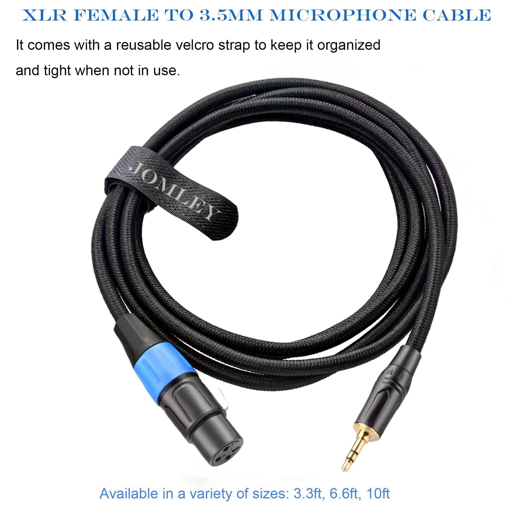 JOMLEY XLR to 3.5mm Cable, Unbalanced Female XLR to 1/8 inch Mini Stereo Jack Aux Microphone Cable Mic Cord for Cell Phone, Laptop, Speaker, Mixer-3m/10ft 1