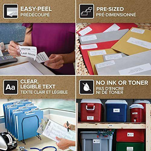 DYMO LW Large Address Labels, 36 mm x 89 mm, Black Print on Clear, 2 Rolls of 130, (260 Easy-Peel Labels), Self-Adhesive, for LabelWriter Label Makers, Authentic 4