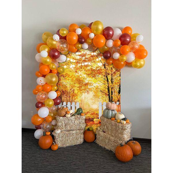 Fall Backdrop for Photography 6x8FT Autumn Forest Landscape Oil Painting Background Harvest Pumpkin Sunflowers Baby Shower Birthday Party Decorations Portrait Photobooth Props 4