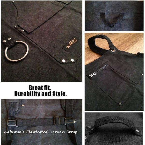 Shop Apron - Waxed Canvas Work Apron with Pockets | Waterproof, Fully Adjustable to Comfortably Fit Men and Women Size S to XXL | Tough Tool Apron to Give Protection and Last a Lifetime (Light Black) 3