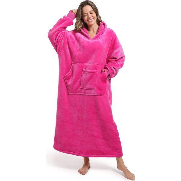 FUSSEDA Oversized Wearable Blanket Sweatshirt,Super Thick Warm Fleece Sherpa Cozy Blanket Hoodie with Pockets&Sleeves for Adult Kids 0