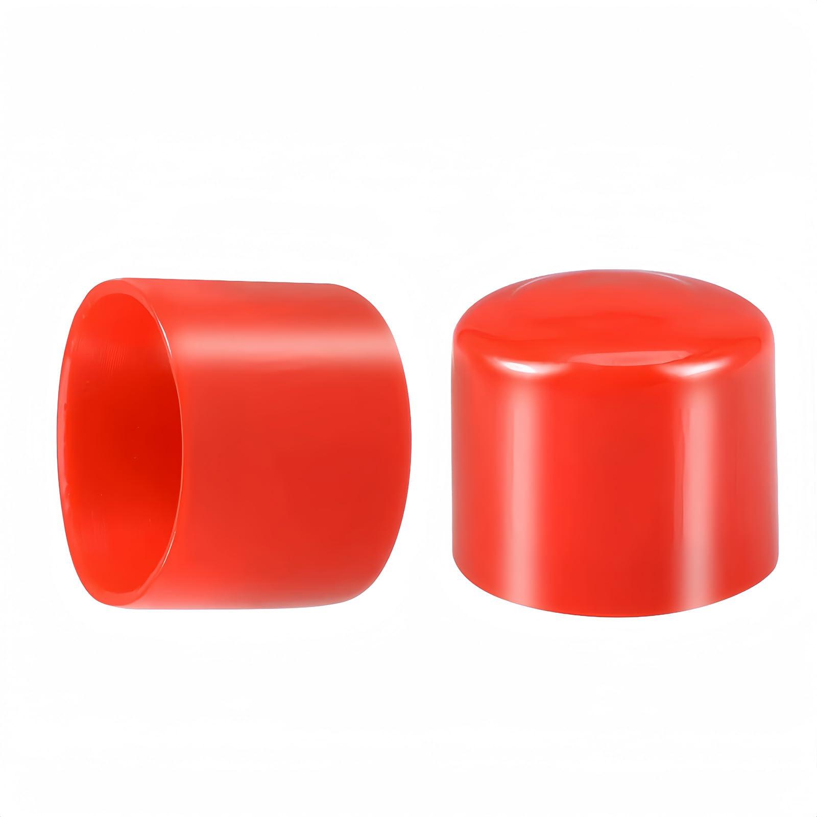 Boxonly Screw Thread Protectors PVC Rubber Round Tube Bolt Cap Plastic End Cap Cover Inner Dia.40mm Red 50Pcs
