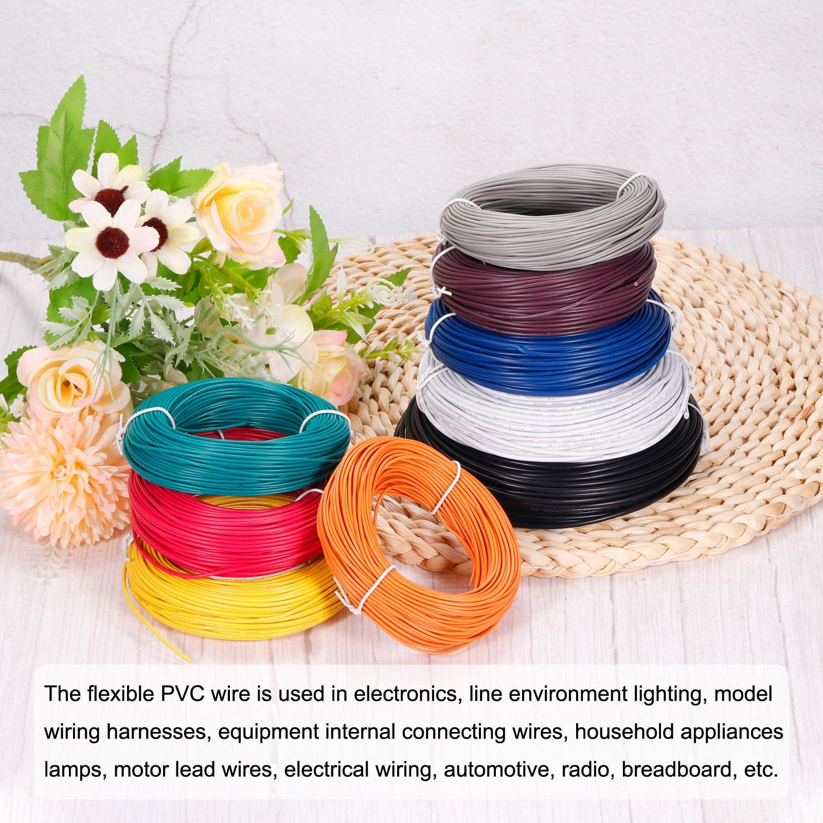 sourcing map 20AWG Wire 20 Gauge Stranded Wire PVC Hookup Wire, Electrical Wire UL1007 Tinned Copper Wire 30m/100ft Yellow for Internal Connecting Wire 4