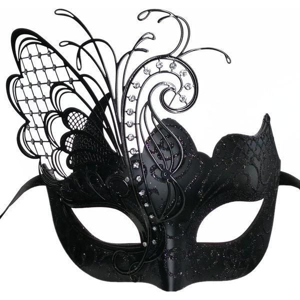 Black Butterfly Women Mask & Greek Warrior Men Mask Venetian Masquerade Couple Masks, For Mardi Gras/Party/Ball Prom 1