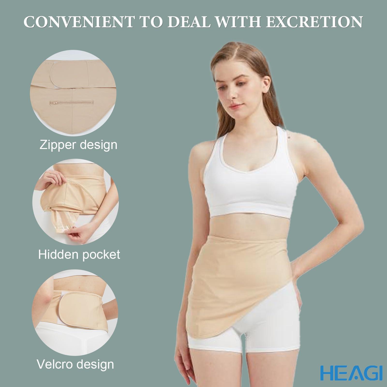 Heagimed Stoma Belt for Men Woman, Adjustable Stealth Belt for Stoma Bags, Ostomy Support Belt for abdominal ileostomy care, Inner Pocket to Hold Stoma Pouch for Sport & Swimming, Size S (27"-31") 2