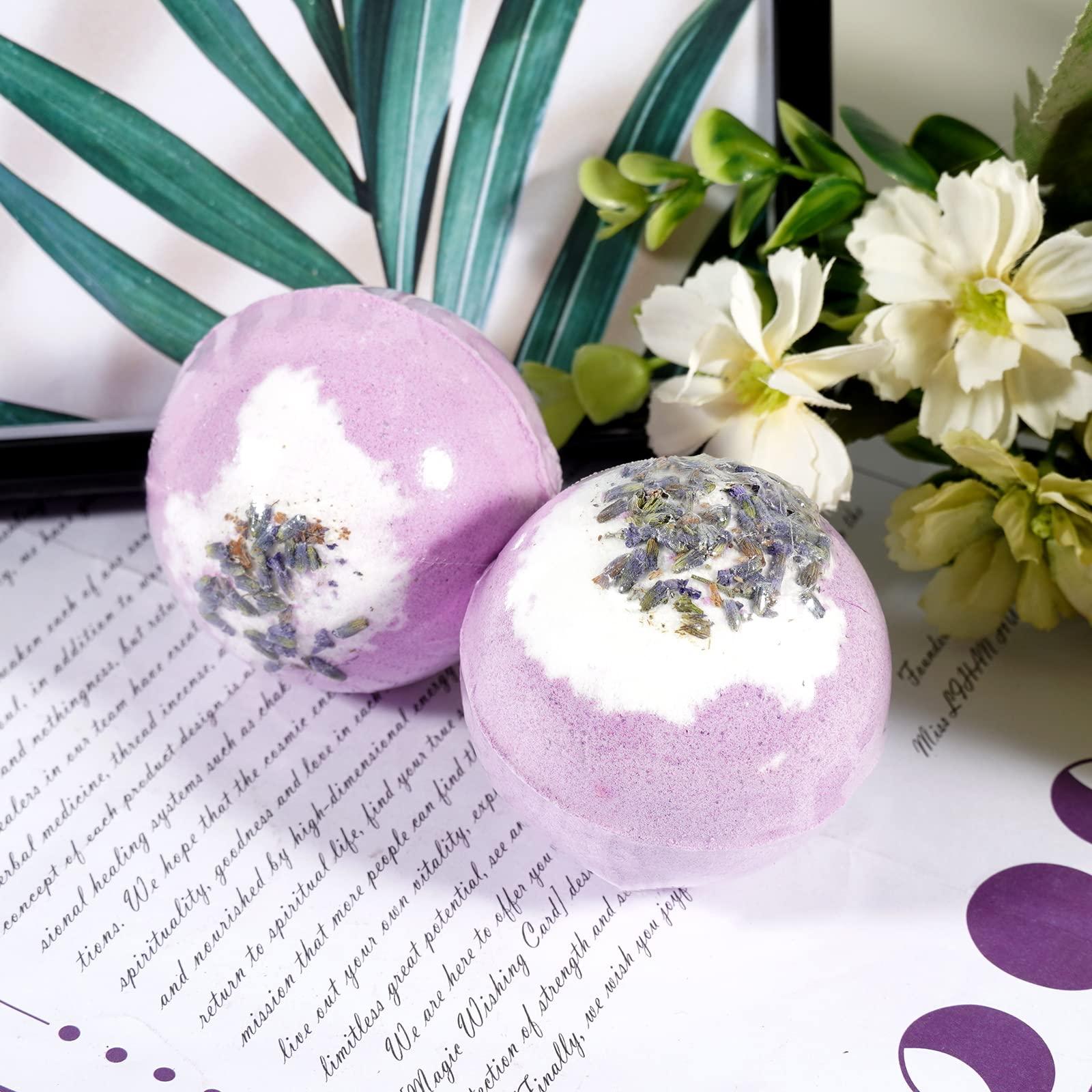 Soulnioi Bath Set for Women Gifts Self Care Gift Set with Dried Flower Lavender Bubble Bath Bombs Blue Dried Sea Bath Salt Blue Rose Scented Candle for Anniversary Birthday Bath Gifts 2