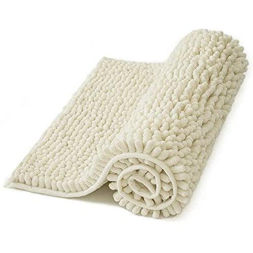 MIULEE Non Slip Bath Mat Microfiber Chenille with High Absorbent Hydroscopicity Bathroom Rugs Super Soft Cozy and Shaggy Soft Rugs for Bathtub, Shower and Bathroom White 50 x 80 cm 0