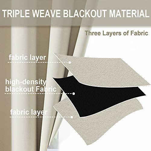 CUCRAF 2 Panels Thermal Insulated Super Soft Drapes Window Treatment Blackout Curtains for Bedroom/Living Room/Nursery - W46 x L54 inch Beige Eyelet Curtains 2