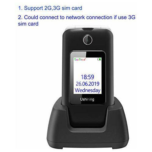 3G Big Button Basic Mobile Phones for Elderly, Dual Sim Free Flip up Mobile Phone Unlocked (Black) 1