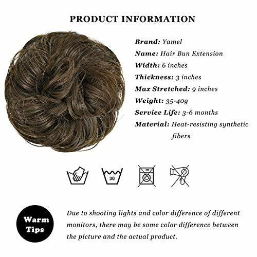 Yamel Messy Hair Bun Scrunchie Extensions Synthetic Updo Chignon Hairpiece for Women (Ash Brown) 3