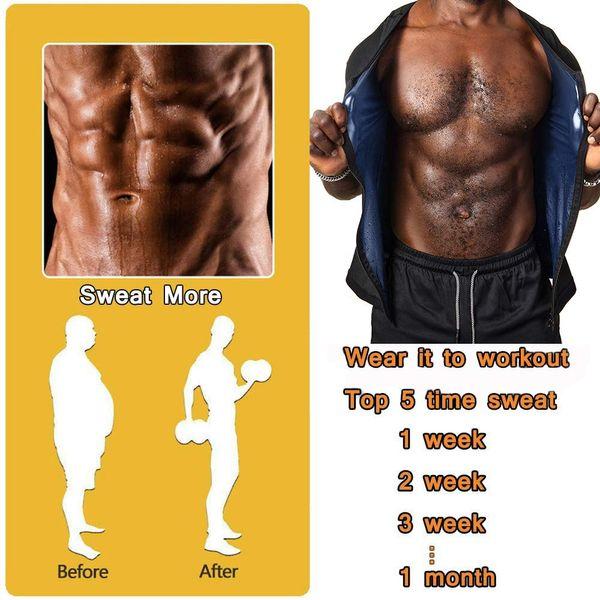 DODOING Men Sauna Vest Sweat Workout Shirt for Weight loss Hot Polymer Waist Trainer Corset Compression Sauna Sweat Body Shaper Zipper Slimming Workout Shirt Sauna Tank Top Small 3