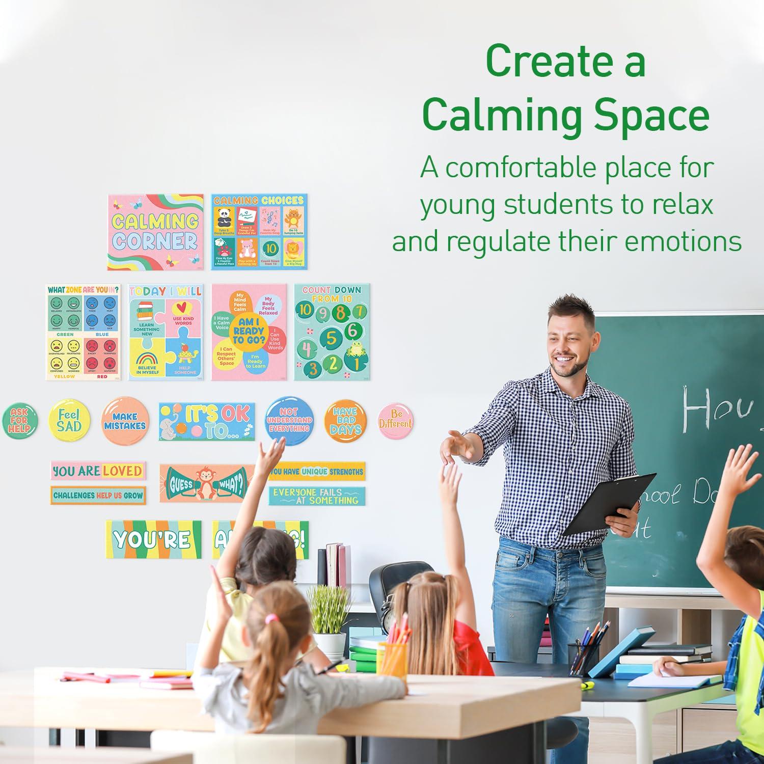 S&O Calm Down Corner to Relax Kids - Soothing Classroom Bulletin Board Sets - Calming Corner Items Kids Feelings Chart - Calm Down Corner Supplies - Calm Corner Items, Emotions Chart for Kids - 20PC 3