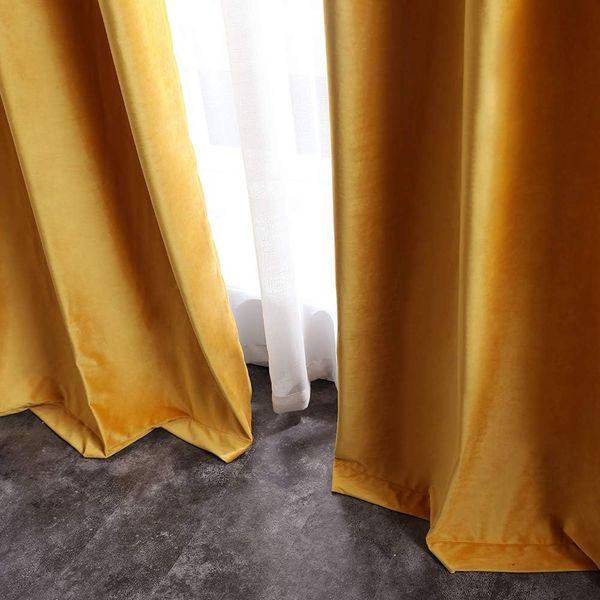 MIULEE Velvet Curtains Mustard Yellow Elegant Eyelet Curtains Thermal Insulated Soundproof Room Darkening Curtains/Drapes for Classical Living Room Bedroom Decor 55 x 88 Inch Set of 2 4