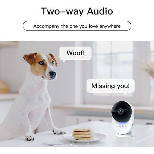 5GHz WiFi Camera Laxihub Baby Camera Monitor 1080P, Dog/Cat/Pet Camera with App AI Human Motion Detection Area Customized, Real-time 2-Way Audio Night Vision, 2.4GHz/5GHz Dural Band WiFi with SD Card 4