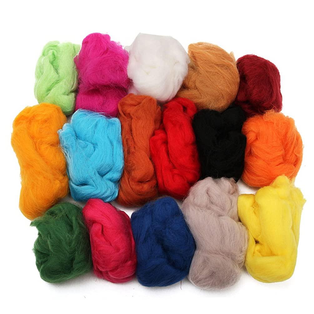 Abaodam DIY Tools Fluffy Yarn Colored Felt 36Pcs Wool Roving Fibre Wool Yarn Roving for Needle Felting Hand DIY Knitting Supplies (36 Colors) Fluffy Yarn DIY Kits Knitting Loom 3