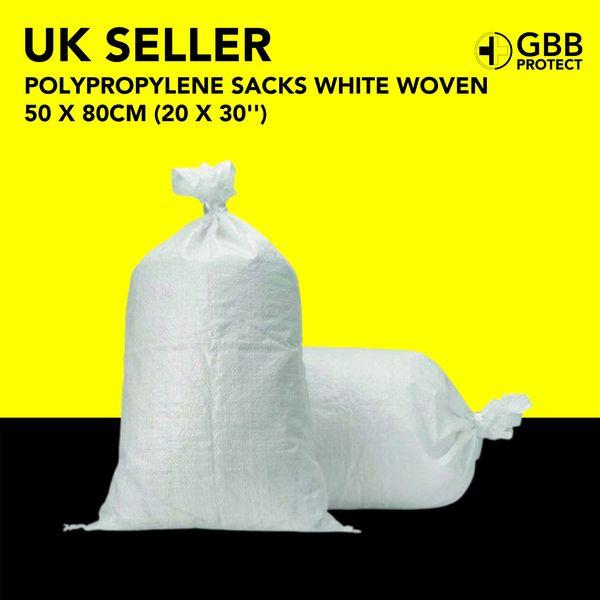 Woven Rubble Builder Sacks, Heavy Duty Builders Bags | White, Polypropylene, 20’’ x 30’’/50cm x 75cm | Garden Waste Bags, Large Industrial Sack, Sand Bags (15-Pack) 1