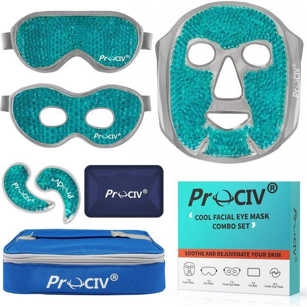 ProCIV Cooling Mask Warming Eye Mask 6 set Against Swollen, Tired Eyes, Dark Circles, Headaches, Migraines, Hangovers and Sunburn, Heat and Cool Reusable Face Mask, Face Men/Women 0