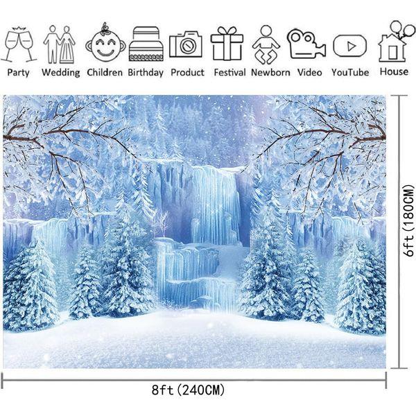 XCKALI Winter Frozen Photography Backdrop Ice and Snow Crystal Pendant White World Decorstions Photo Studio Props 8x6FT 2