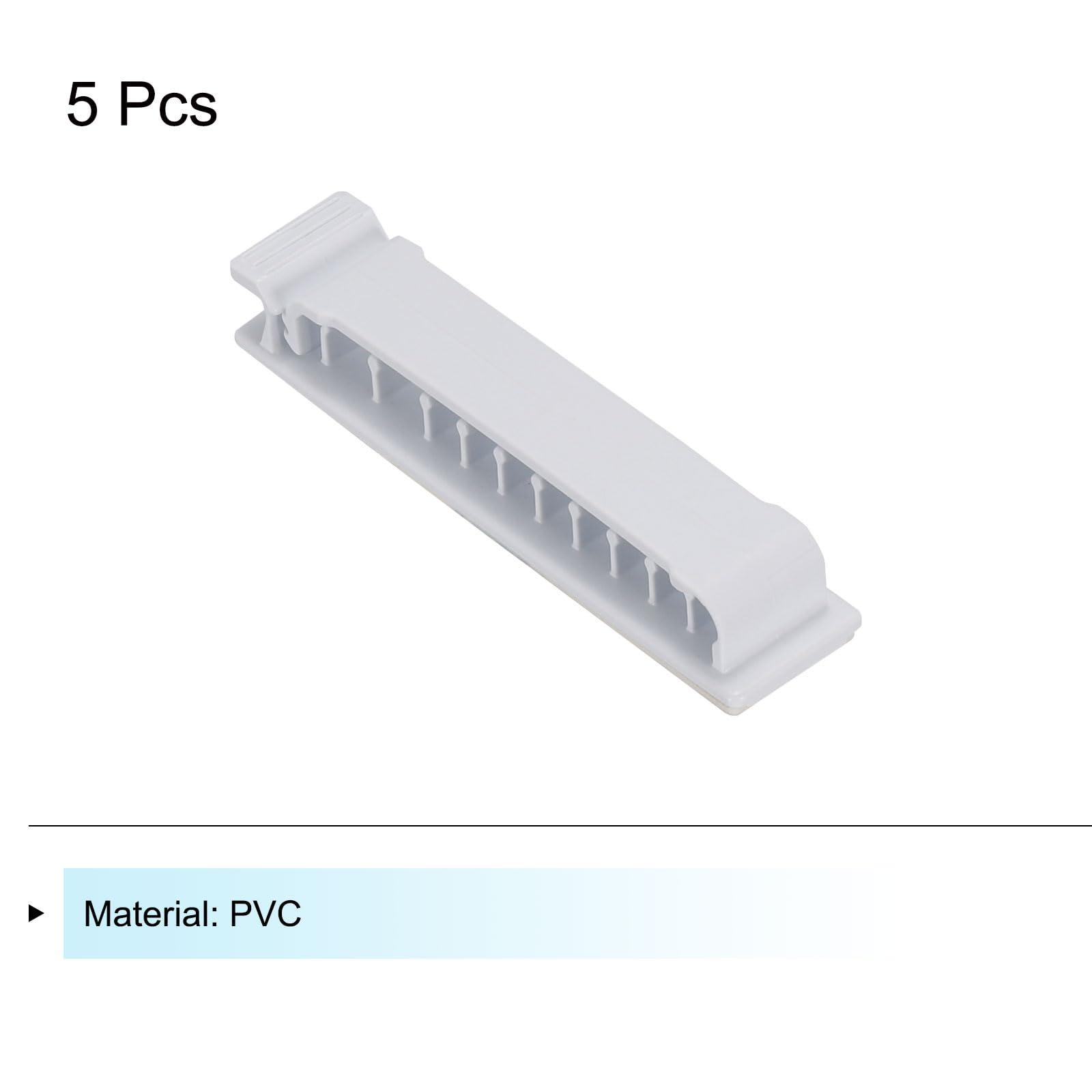 sourcing map 5pcs Cable Clips Cord Clips Organizer for Desk, 10 Slot PVC Adhesive Wire Holders Cable Management for USB Cable, White 2