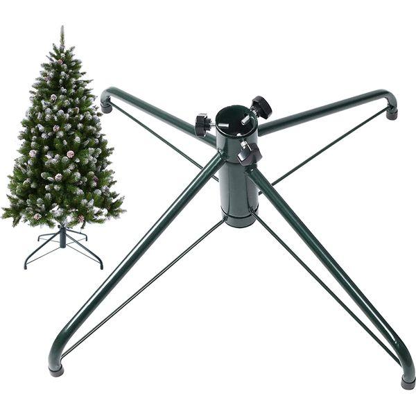 Ouvin 25.6 Inches 1.25" dia Christmas Tree Stand 4 Foot Base Iron Metal Bracket Rubber Pad with Thumb Screw (65Green) 0