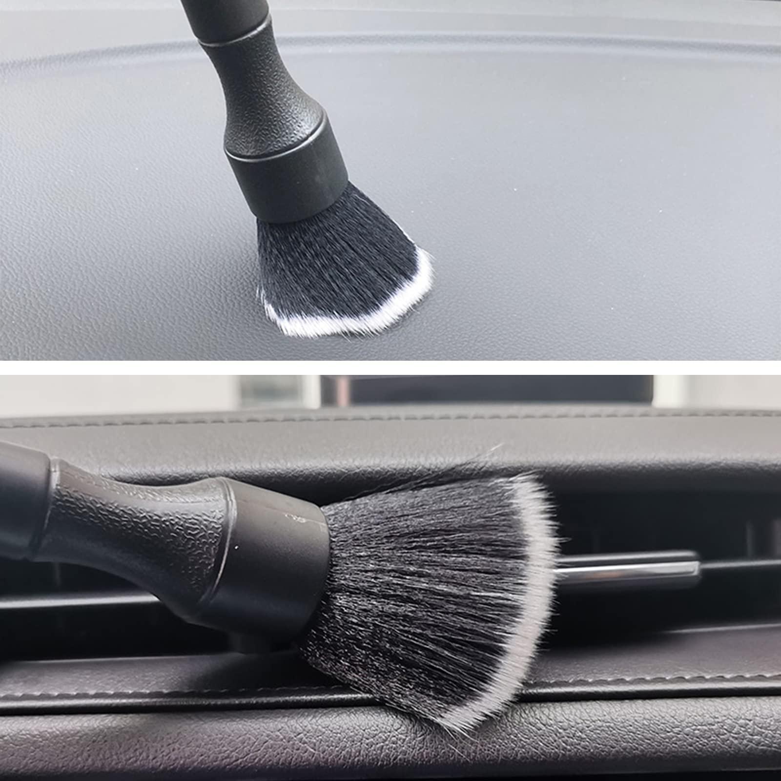 ALI2 Detailing Brush Set,Soft Comfortable Grip for Car Interior and Exterior Detailing Cleaning,Black 7