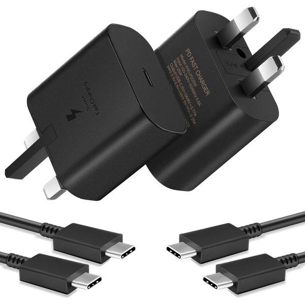 Samsung Fast Charger, IAKTD 2 Pack 25W USB C Charger, Samsung Charger with 2M USB C to USB C Cable for Samsung Galaxy S23/S23+/S23 Ultra/S22/S22+/S22 Ultra/S21/S21+/S21 Ultra/S20/Note 20/Note 10 0