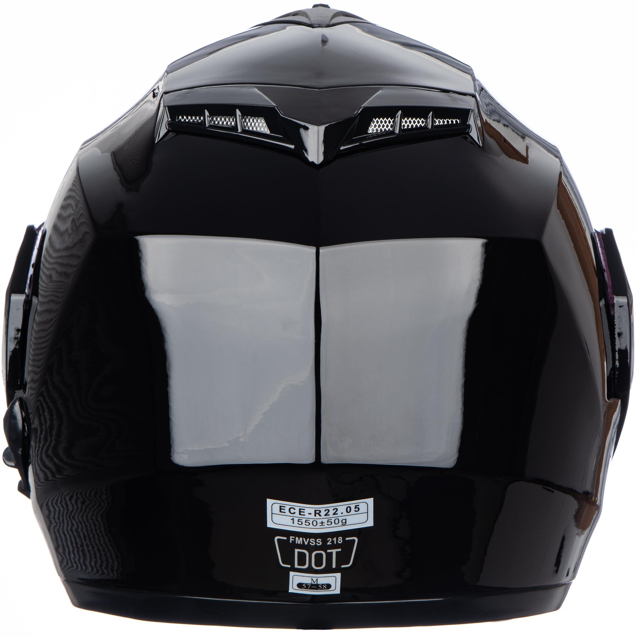 Flip-Up Motorcycle Helmet Dual Visor Sun Shield Flip up Modular Motocross DOT Approved Helmets (X-Large, Gloss Black) 4