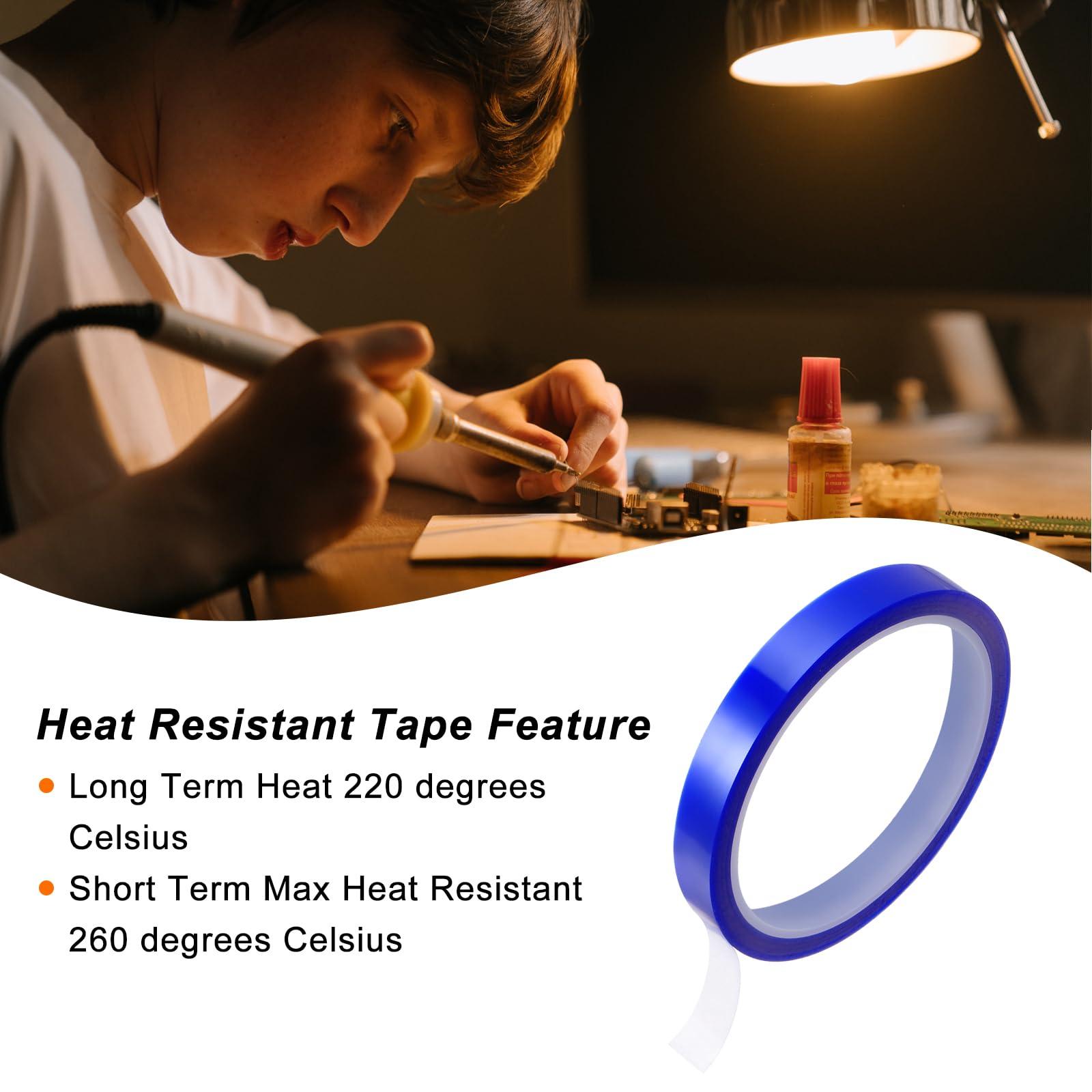 sourcing map 10 Rolls Heat Tape High Temperature Heat Resistant Tape 10mmx33m(108ft) Sublimation Thermal Heat Transfer Tape for Sublimation Press No Residue, Blue 8