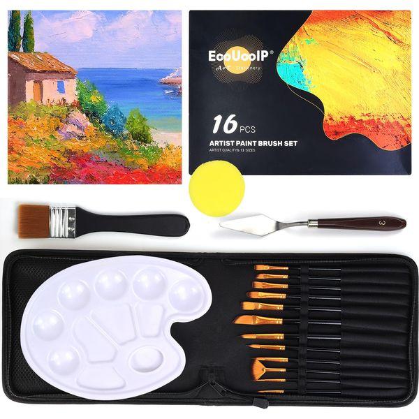 Paint Brush Set, EooUooIP 15 PCS Professional Artist Miniature Paintbrushes Acrylic Paint Brushes for Fine Detailing, Acrylic, Art Painting, Watercolor, Oil, Nail, Line Drawing