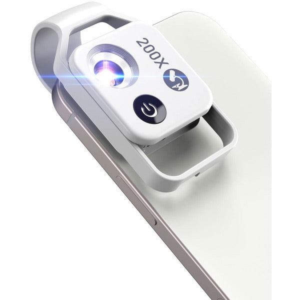 APEXEL Portable Microscope for Phone,200X Pocket Phone Microscope for Kids to Explore Micworld with LED Light Microscope(White)