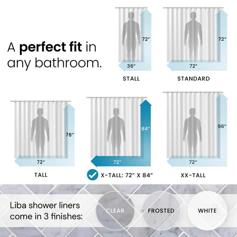 LiBa White Shower Curtain, PEVA 8G Waterproof Wet Room Bathroom Heavy Duty Shower Curtain, Anti Mould Mildew Resistant, Washable and Easy Dry, 183 x 213cm(72 x 84 inch) 1