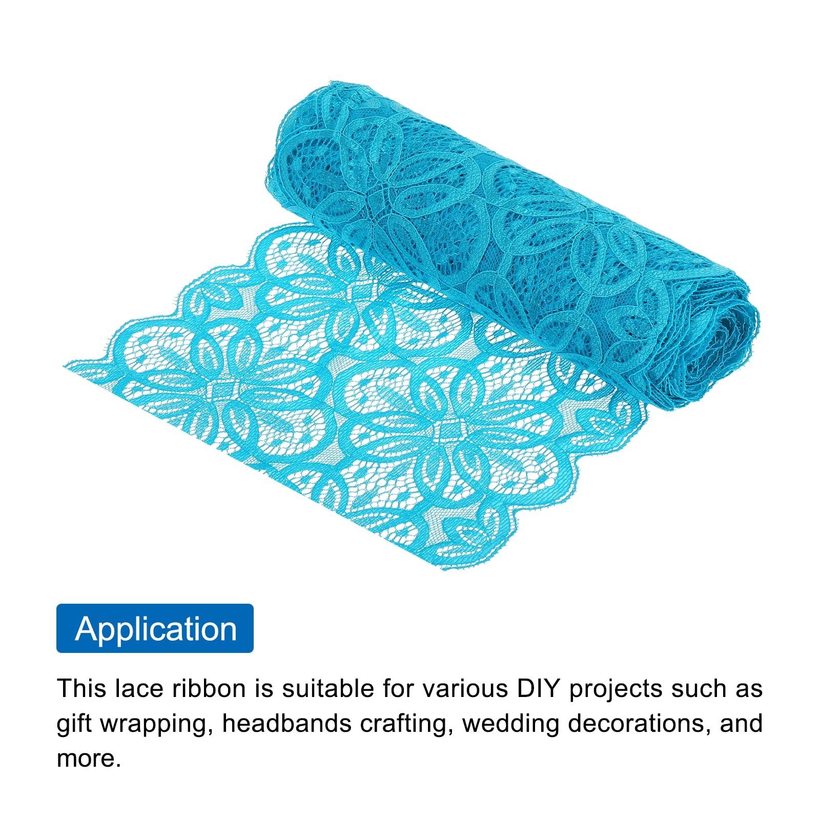 sourcing map Lace Ribbon 5 Yards 7 Inch Lace Flower Trim for Craft Gift Wrappers Headbands Wedding Deep Blue 7