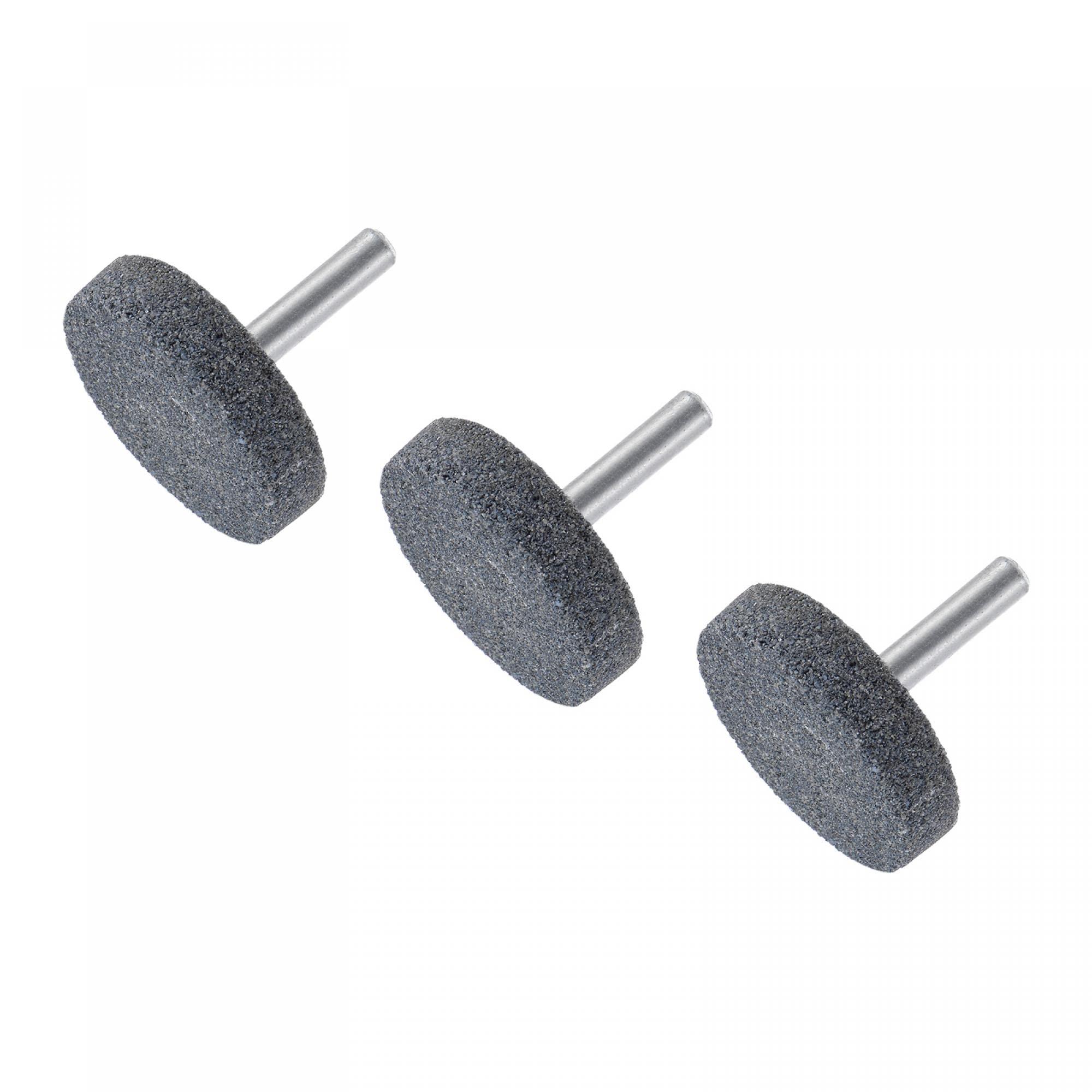 sourcing map 3pcs Mounted Grinding Stone 1/4" Shank 1.5-inch Dia Corundum Grinding Wheel Polishing Head for Rotary Tool 0