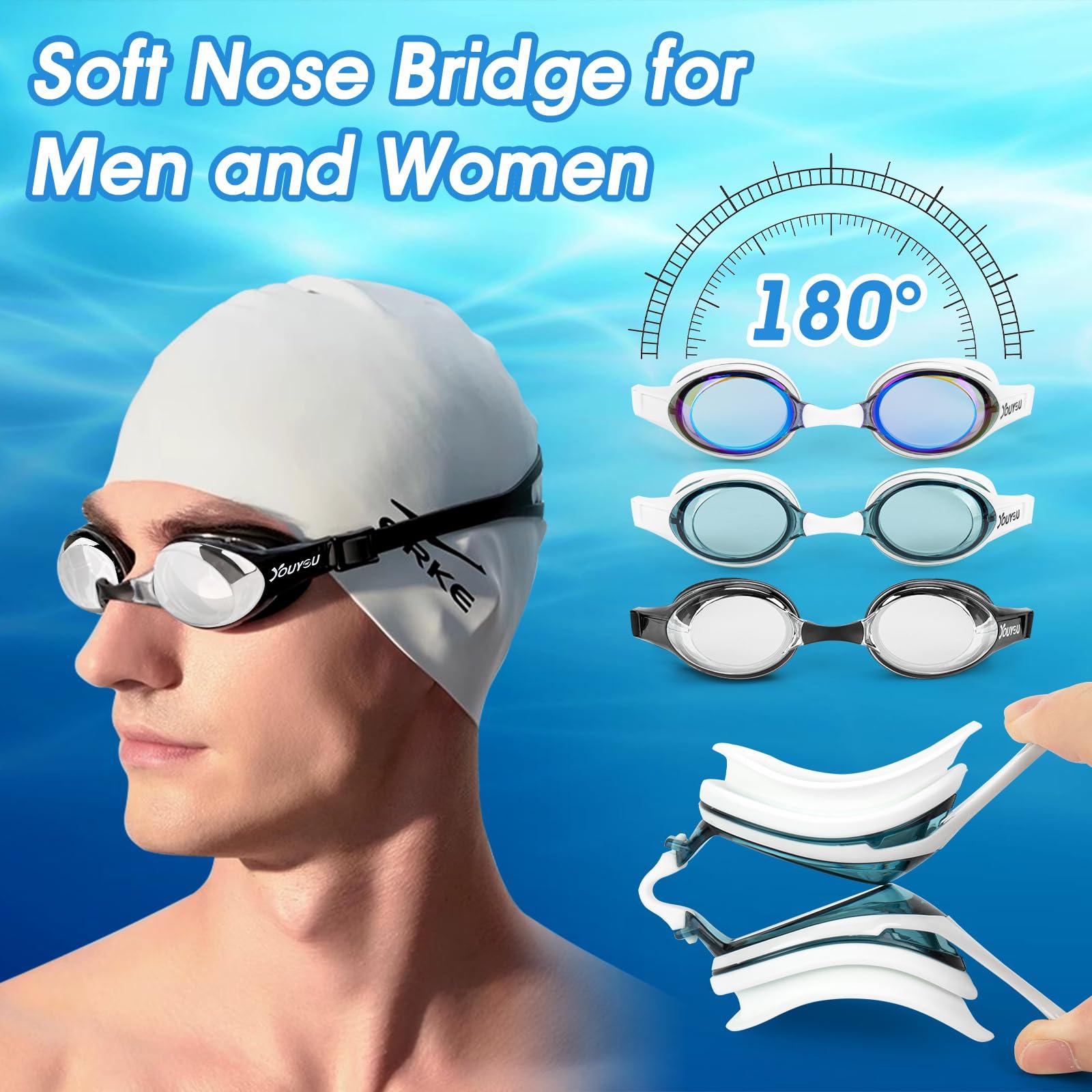 Taope Swimming Goggles, Swim Goggles for Adult Unisex Men Women - No Leaking, Anti Fog, UV Protection, Clear Swim Goggle Lense, Bi-directional adjustment Wide Strap - Free Storage Case - White 3