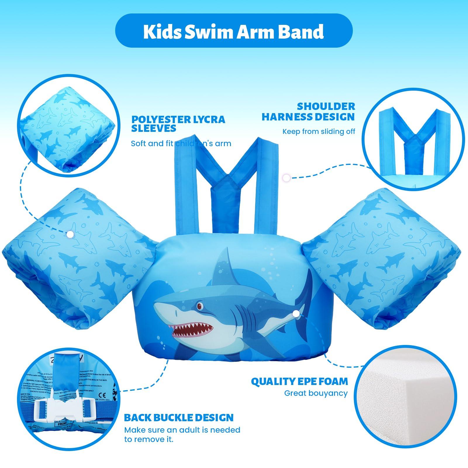 Zeraty Kids Swim Vest for Toddler Floaties Children Swim Arm Band with Shoulder Harness Arm Wings,Swimming Aids Jacket for 20-50 lbs/2-6 Years Old Boys/Girls 1