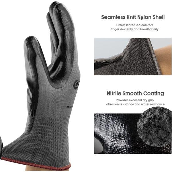 ANDANDA 60 Pairs Work Gloves, Nitrile Coated Safety Work Gloves, Gardening Gloves Suitable for General Duty Work like Logistics/Assembly/Utilities & Public Works, Black/XX-Large 2