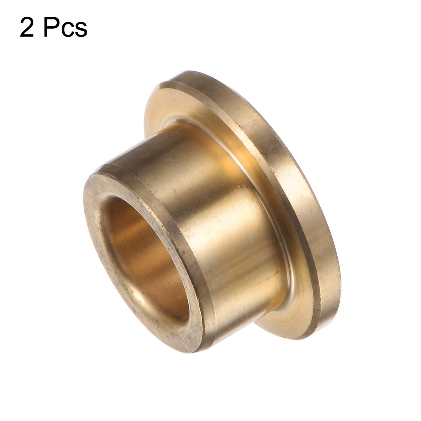 sourcing map 2pcs Flange Bearing Sleeve 12mm Bore 18mm OD 12mm Length 3mm Flange Thickness Bronze Bushing Self-Lubricating Bushings Sleeve for Industrial Equipment 7