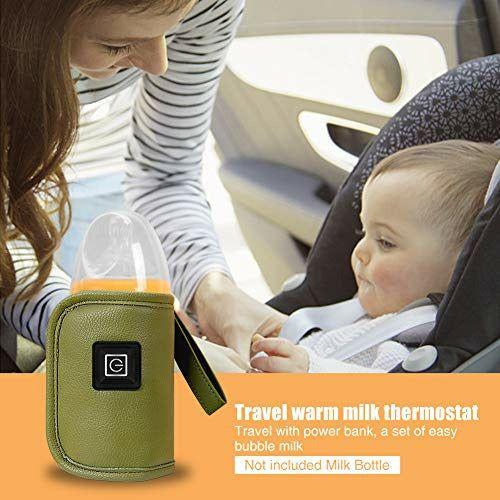 Baby Bottle Warmer?Universal Portable Car Travel USB Baby Bottle Warmer?Three Gear Adjustable?Leather Surface, Durable and Easy to Care 3