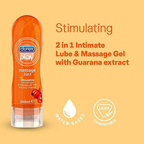 Durex Massage Lube 2-in-1 Stimulating Lubricant Gel with Guarana, 200 ml (Packaging May Vary) 3